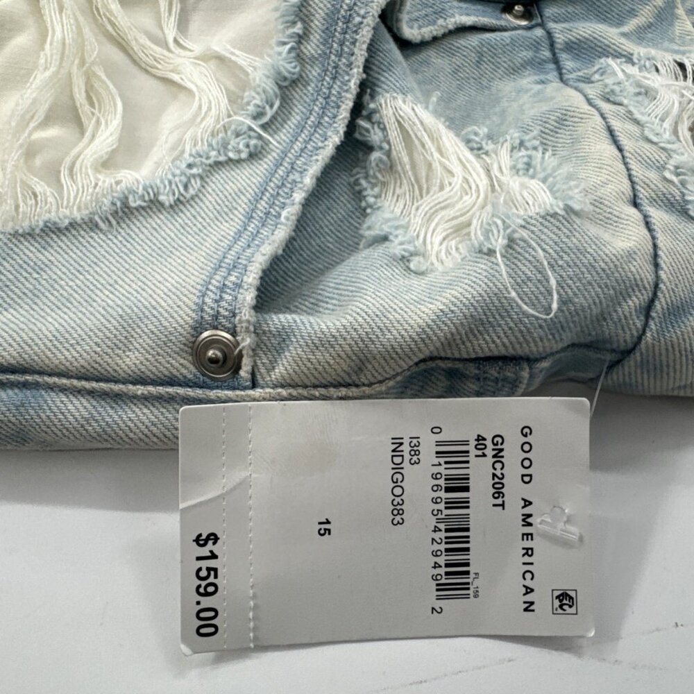 Good American Womens Acid Washed Jeans Size 15 Distressed Relaxed Soft 38x33 NEW - Picture 4 of 13